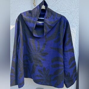 Bryn Walker Etta Top, 100% Linen, A-Line Bodice, Long Sleeve, Funnel Collar